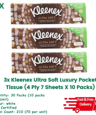 Kleenex Ultra Soft 3x Luxury Pocket Tissue (4 Ply, 7 Sheets X 10 Packs)
