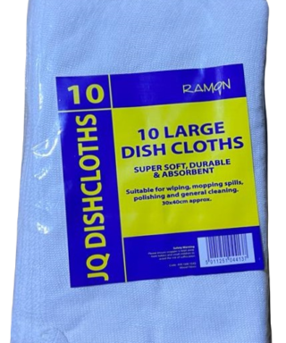 10 Large JQ Dish Clothes White