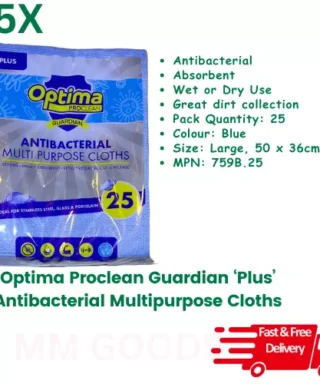 25x Optima Antibacterial Multi Purpose Guardian Plus Blue Cloths 50cm x 36cm