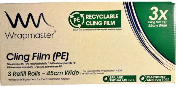 Wrapmaster PE Clingfilm Refill for Wrapmaster 4500 - 45cm x 300m X 3 (Pack of 3)