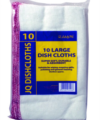 Ramon Large White JQ Dishcloths Red Overlock Pack of 10